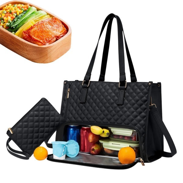 2 In 1 Insulated Lunch Tote Bag For Women Large Capacity Computer Handbag Work