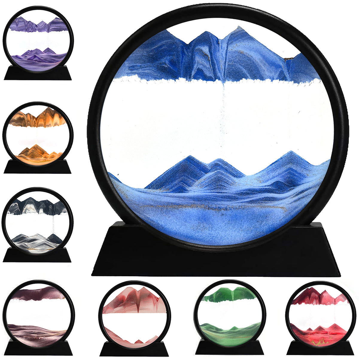 3D Dynamic Sand Art Liquid Motion, Moving Sand Art Picture Round Glass 3D Deep Sea Sandscape In Motion Display Flowing Sand Painting Relaxing Desk Toys