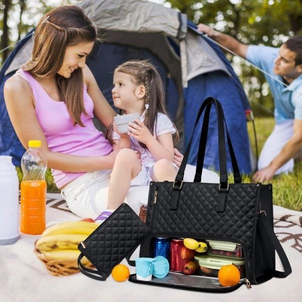 2 In 1 Insulated Lunch Tote Bag For Women Large Capacity Computer Handbag Work