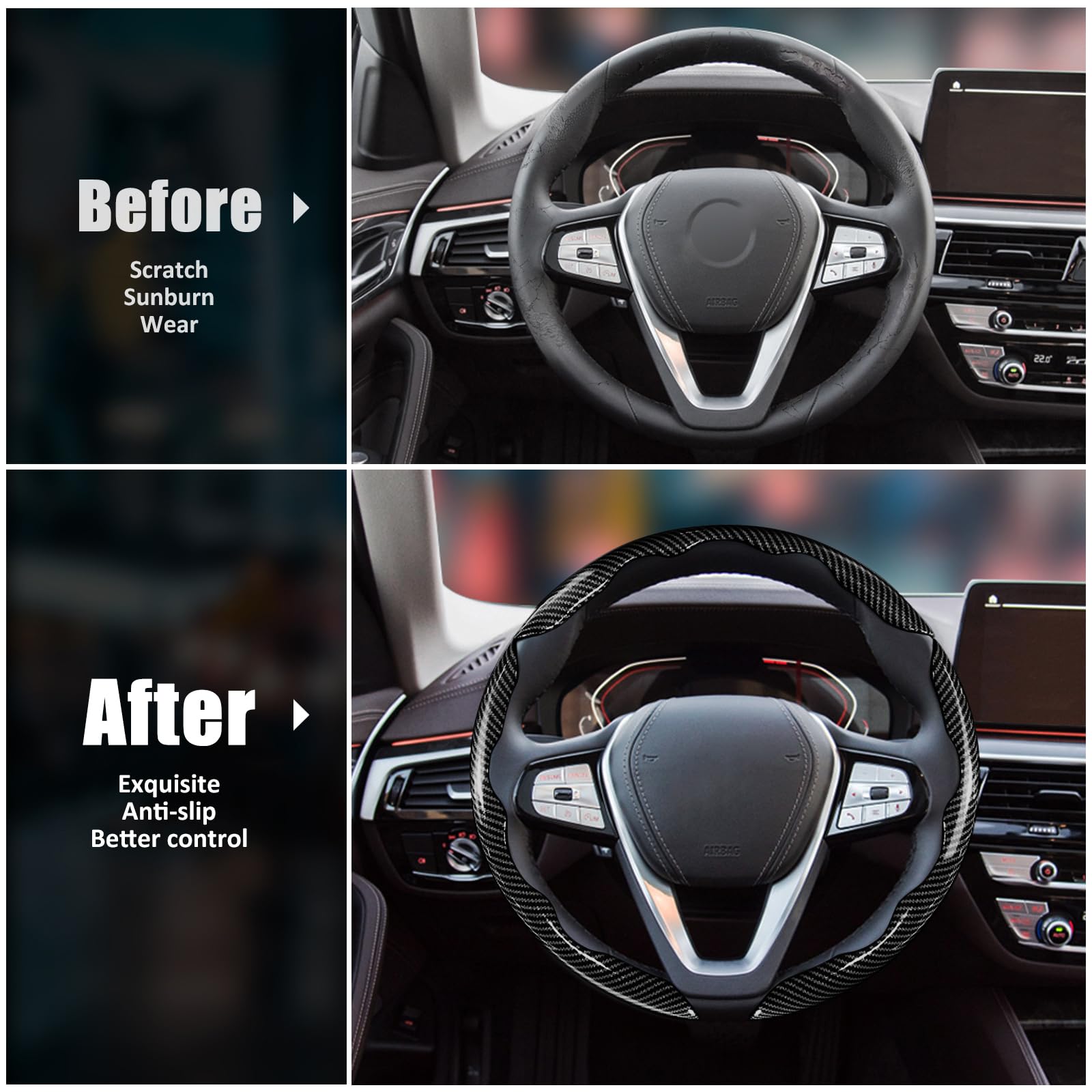 7-Car Steering Wheel Cover-Black