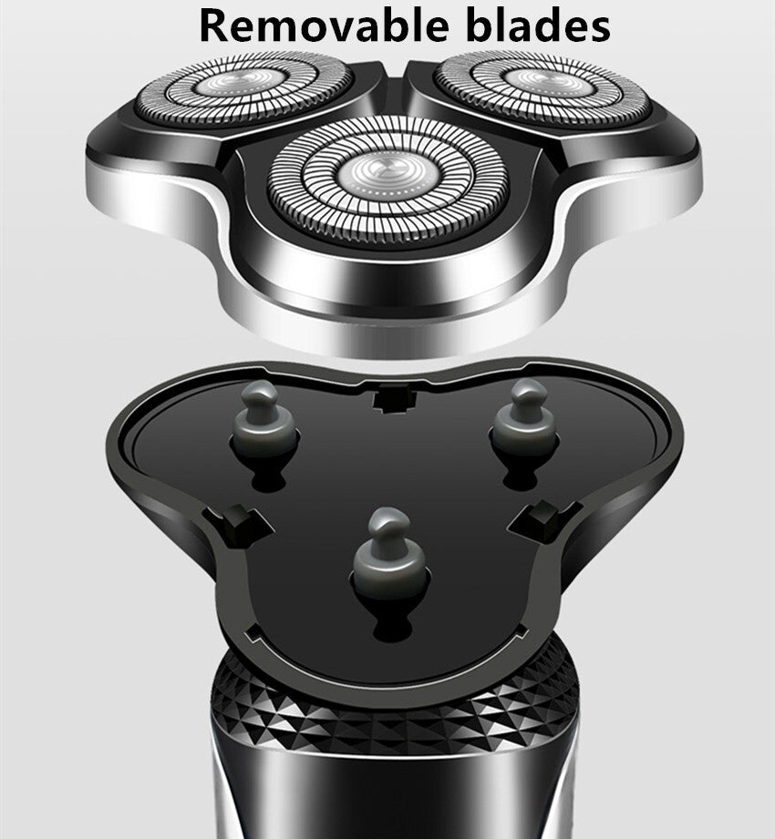 Electric Shaver Mens Razor Rotary Waterproof Pop-Up Beard Trimmer Wet Dry Cordless Nose Hair Cutting Barber Shaving Machine