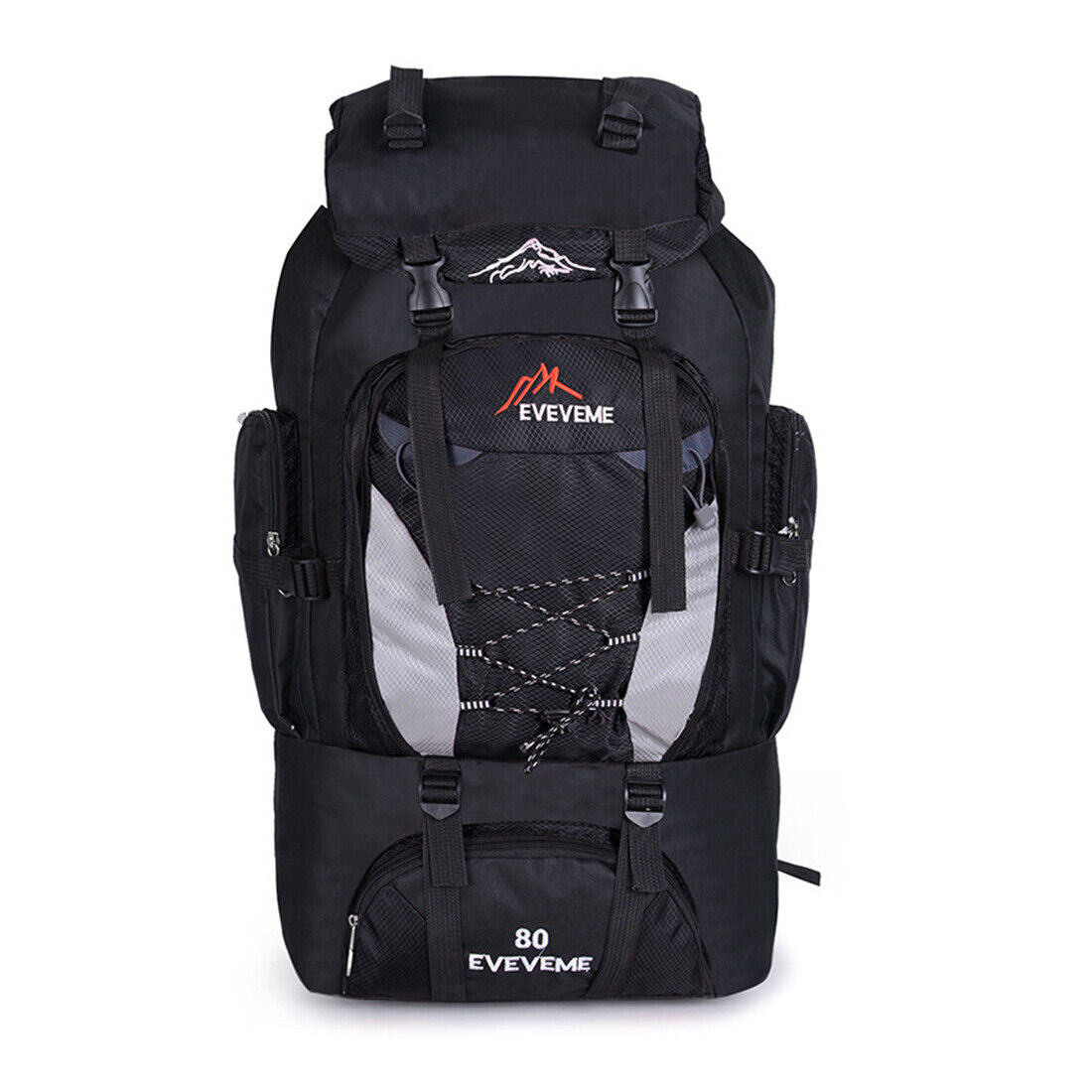 80L Extra Large Hiking Camping Backpack Rucksack Waterproof Travel Luggage Bag Black