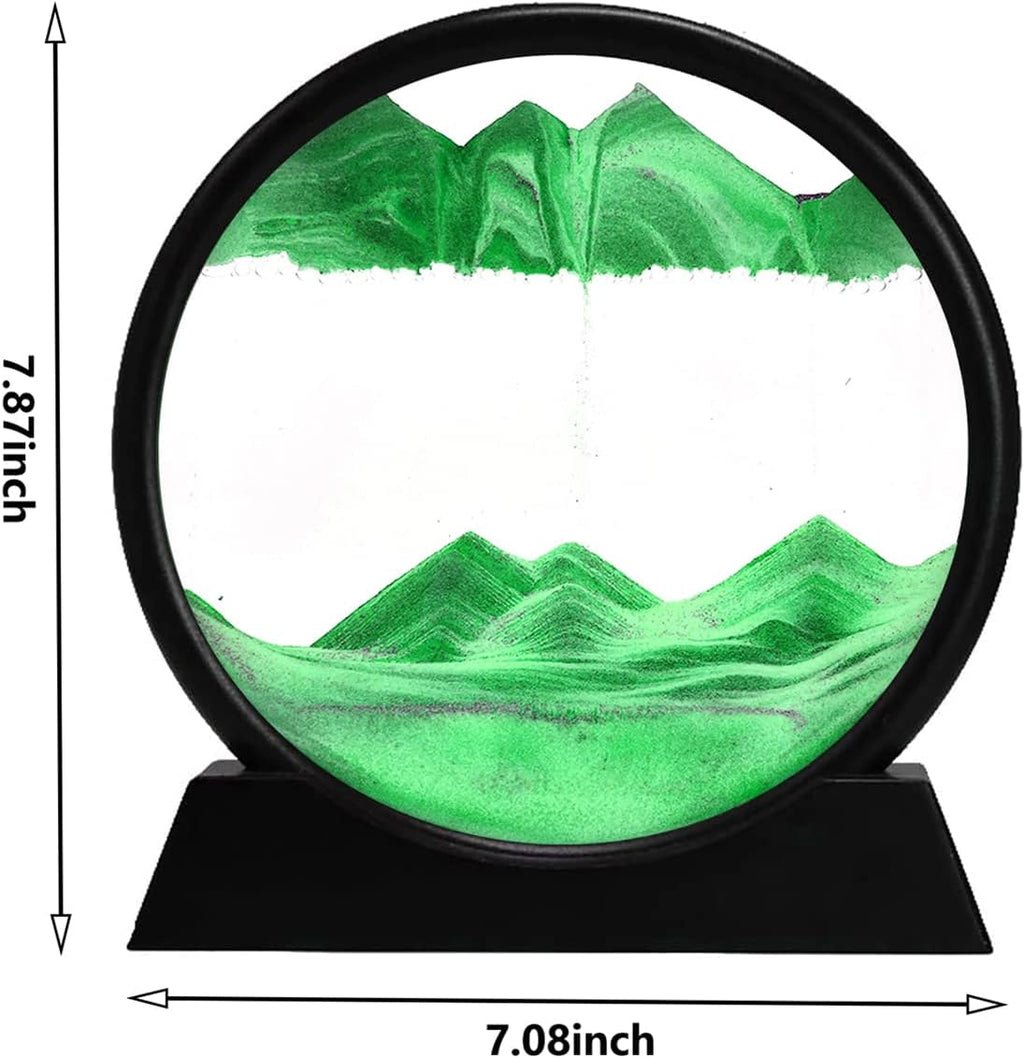 3D Dynamic Sand Art Liquid Motion, Moving Sand Art Picture Round Glass 3D Deep Sea Sandscape In Motion Display Flowing Sand Painting Relaxing Desk Toys