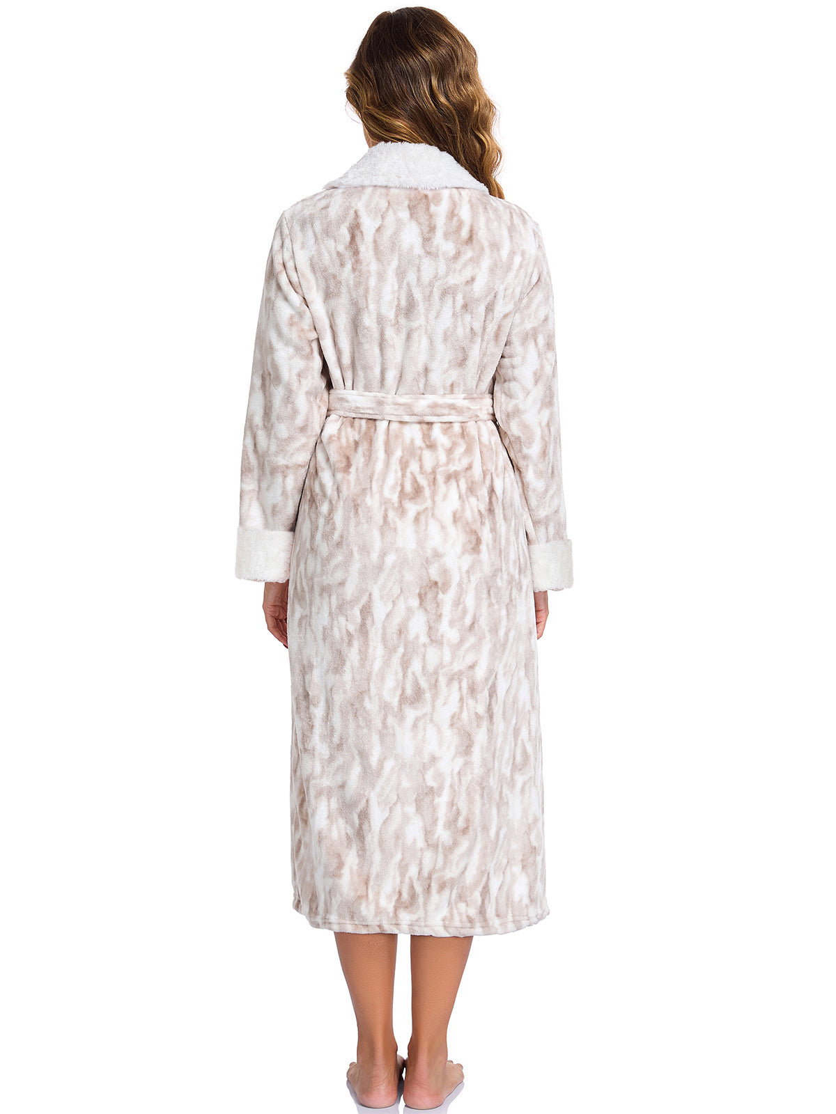 RONGTAI Womens Bathrobe Ladies Fleece Plush Warm Long Robes Fleece Nightgown Sleepwear