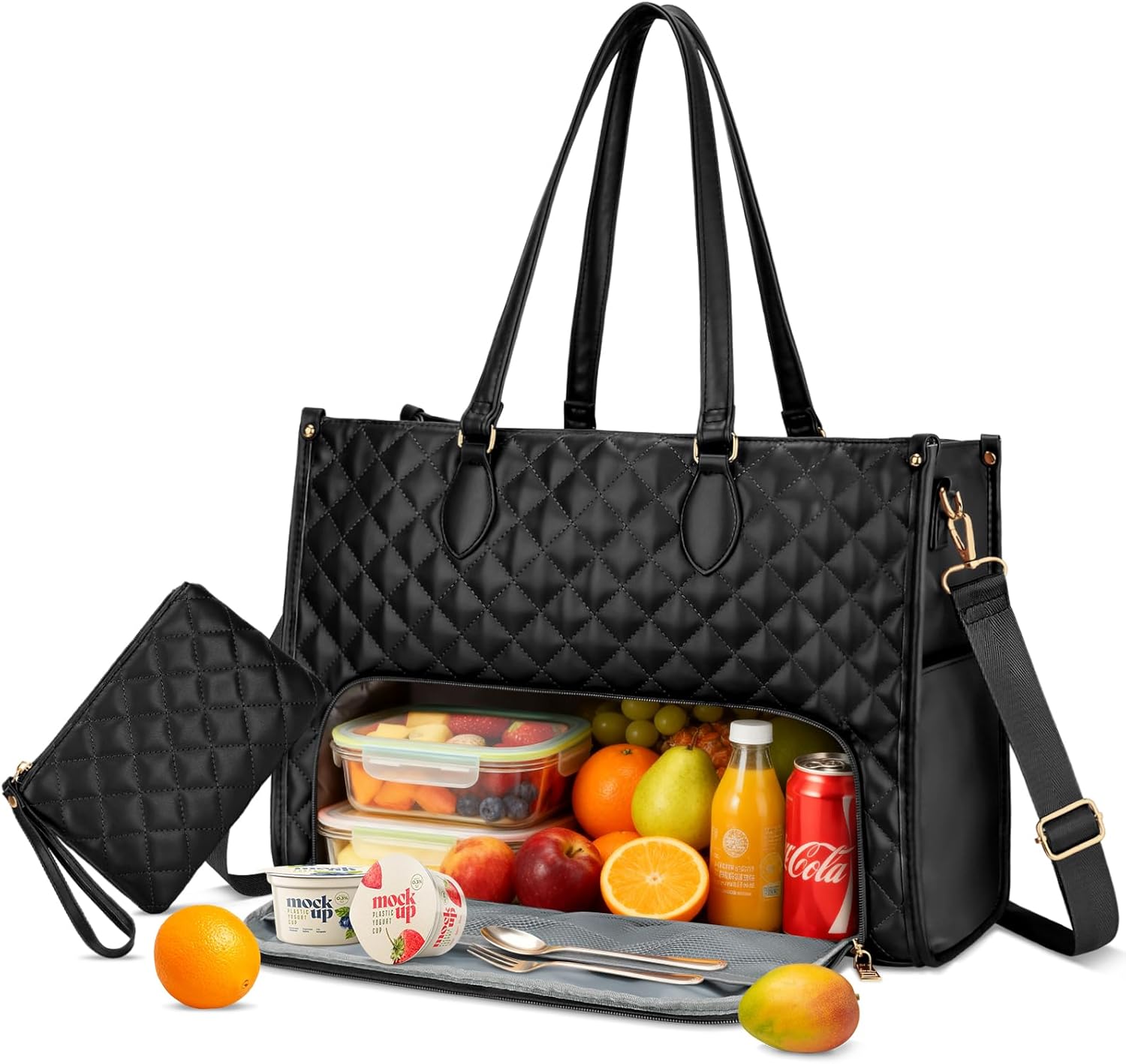 2 In 1 Insulated Lunch Tote Bag For Women Large Capacity Computer Handbag Work