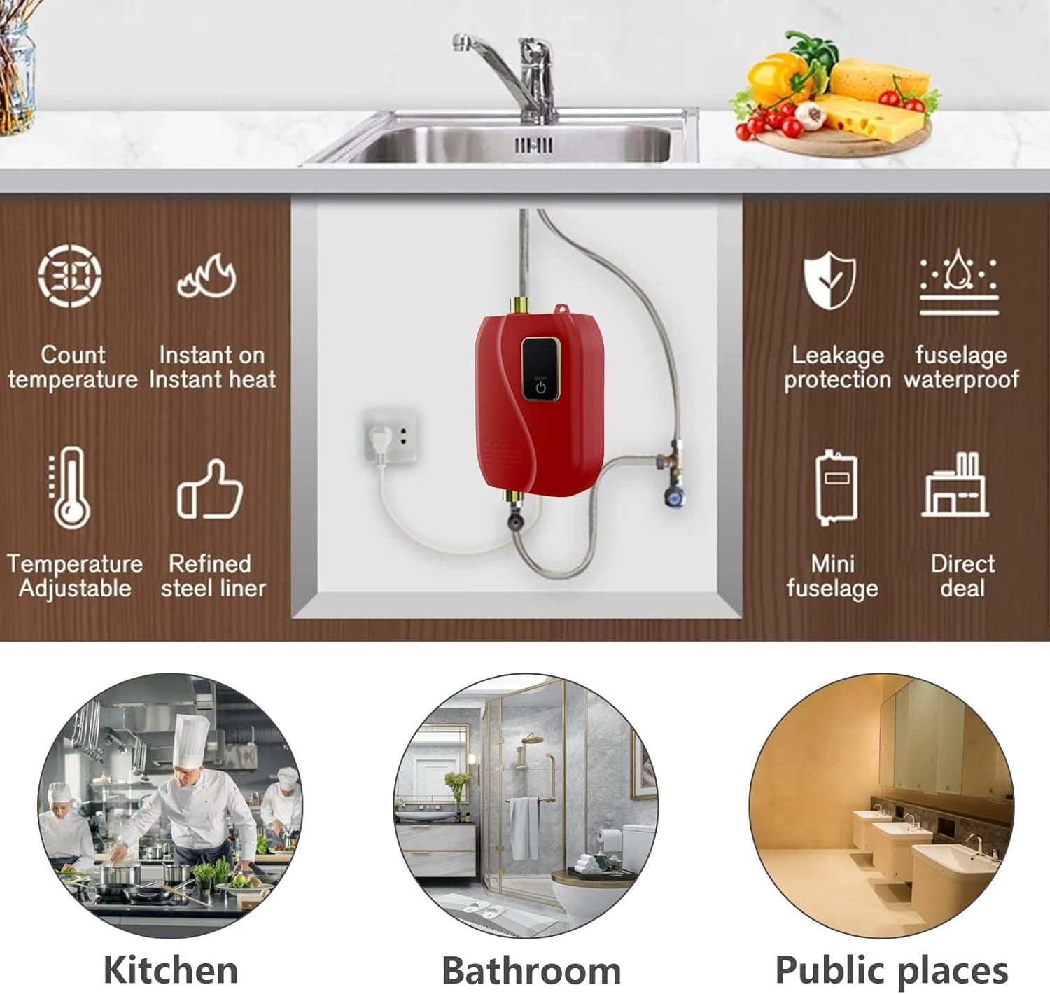 3000w Portable Water Heater Instant Hot Water For Under-sink Use - Kitchen And Bathroom