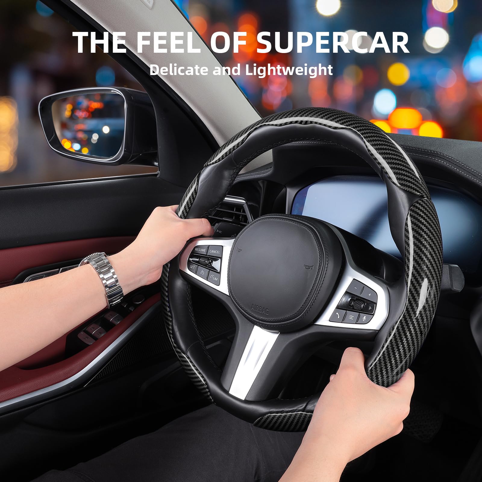 7-Car Steering Wheel Cover-Black