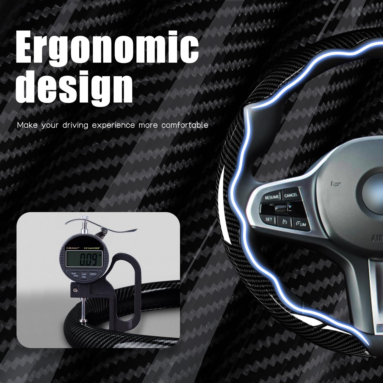 7-Car Steering Wheel Cover-Black