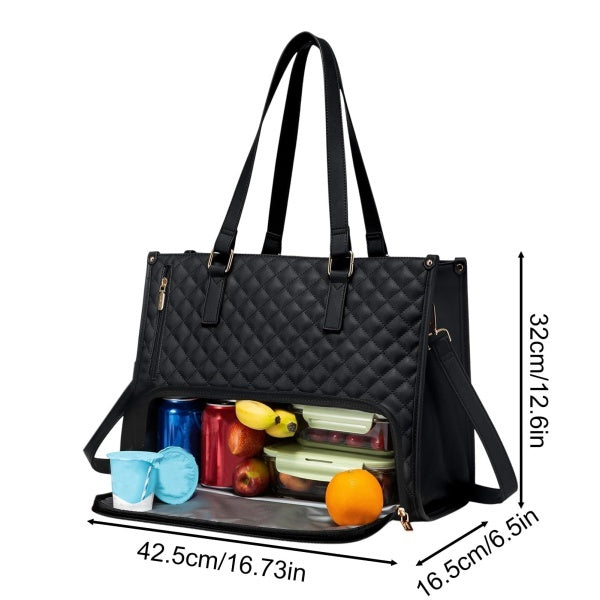 2 In 1 Insulated Lunch Tote Bag For Women Large Capacity Computer Handbag Work