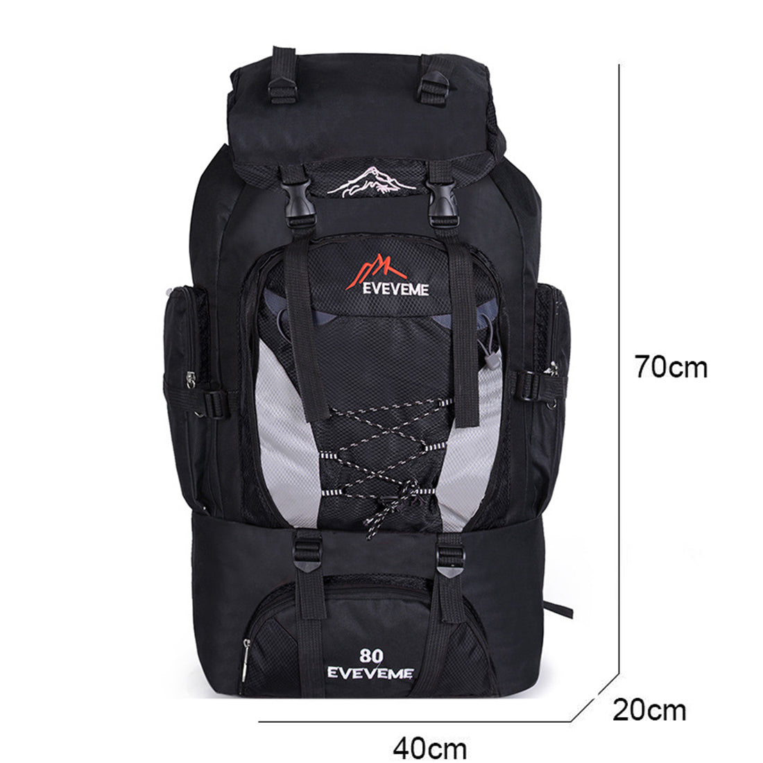 80L Extra Large Hiking Camping Backpack Rucksack Waterproof Travel Luggage Bag Black